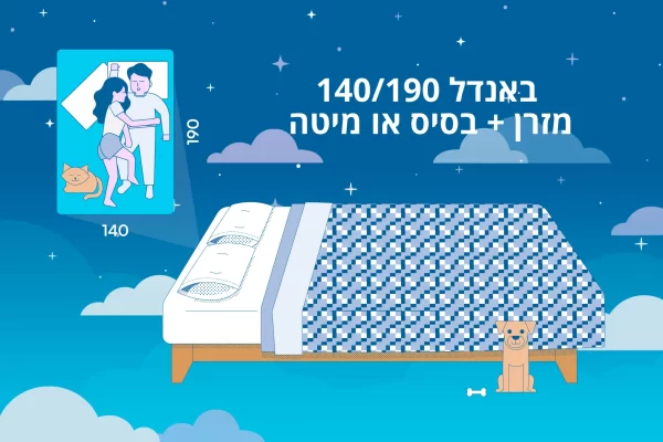 באנדל של בסיס או מיטה + מזרן במידות 140 ס"מ רוחב על 190 ס"מ