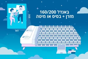 באנדל של בסיס או מיטה + מזרן במידות 160 ס"מ רוחב על 200 ס"מ